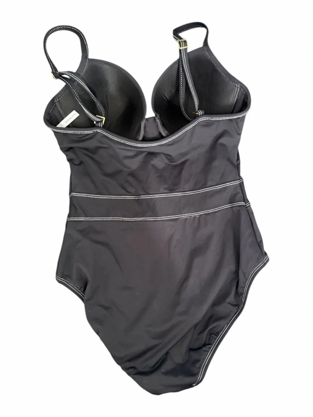 Bleu Rod Beattie Black One-Piece Swimsuit with Contrast Stitching